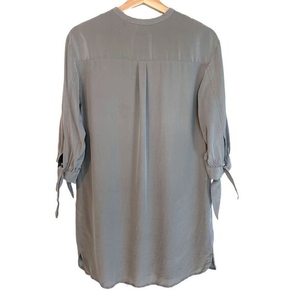 Club Monaco 100% Silk 1/2 Button Sleeve Tie Top - Picture 3 of 7